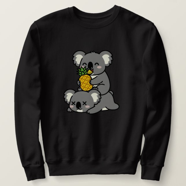 Sudadera Cute Koalas Eating Pineapple Cartoon Design (Anverso del diseño)
