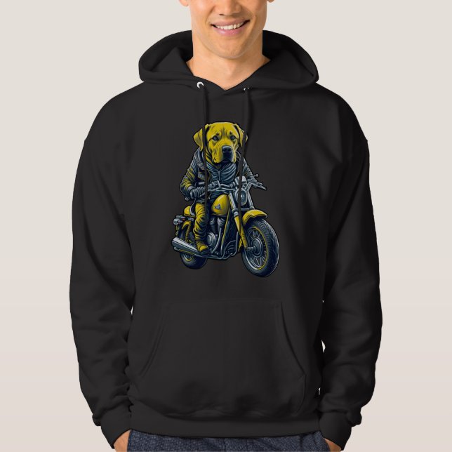 Sudadera Cute Labrador ride on a motorcycle  Christmas (Anverso)