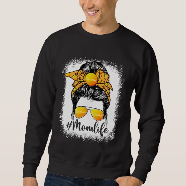 Sudadera Cute Lacrosse Mom Life Messy Bun Game Day Mother s (Anverso)