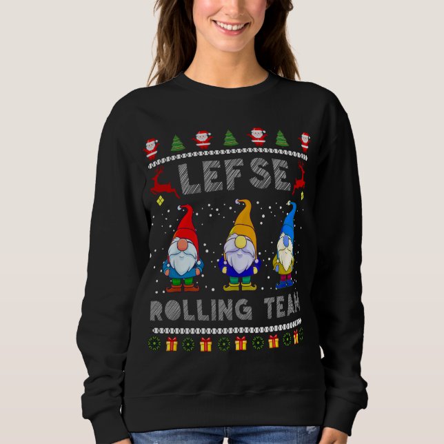 Sudadera Cute Lefse Rolling Team Noruega Gnomes Ugly Xmas (Anverso)