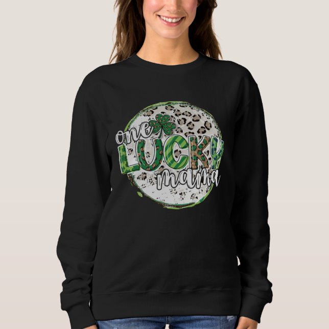 Sudadera Cute Leopard Plaid St Patrick s Day One Lucky Mama (Anverso)