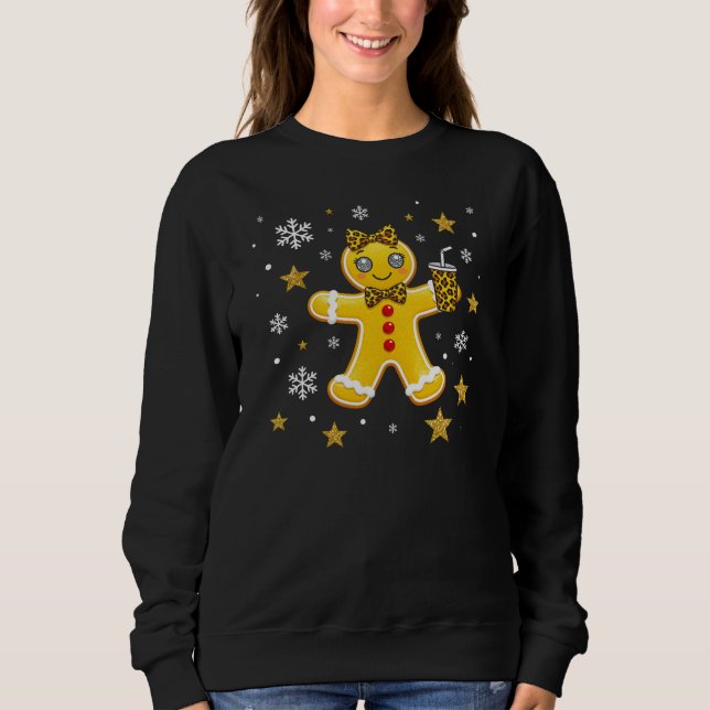 Sudadera Cute Leopard Print Gingerbread Girl Christmas Tee (Anverso)