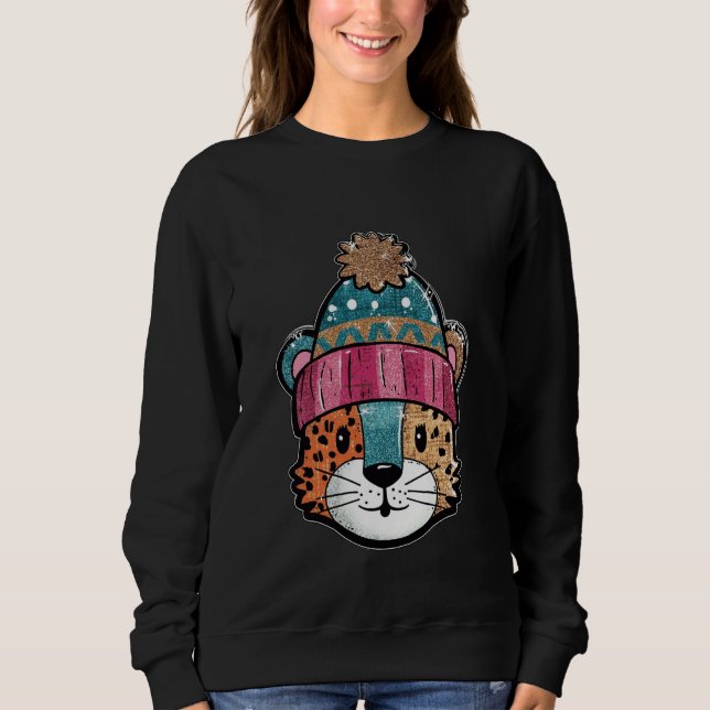 Sudadera Cute Leopard Winter Hat Adorable Cartoon (Anverso)