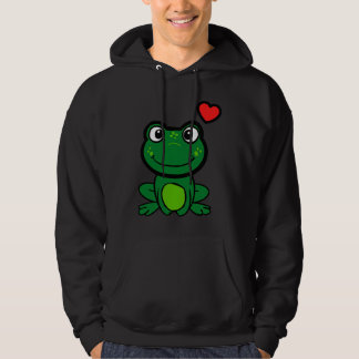 Sudadera Cute little green frog with hearts