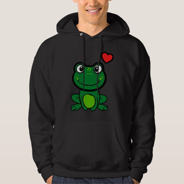 Sudadera Cute little green frog with hearts (Anverso)