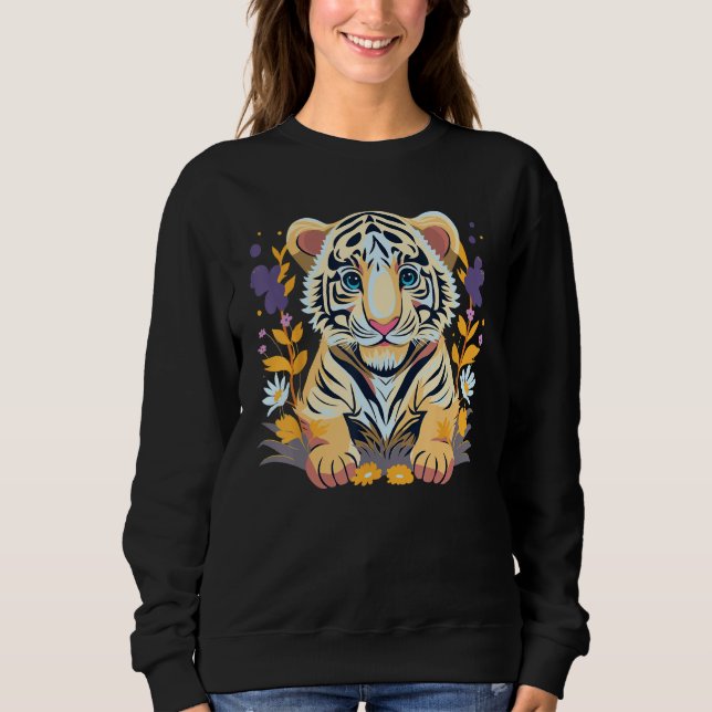 Sudadera Cute Little Tiger with Flowers (Anverso)