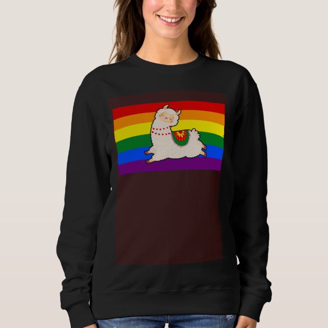 Sudadera Cute Llama Alpaca Love Gay Pride Flag Floral Summe (Anverso)