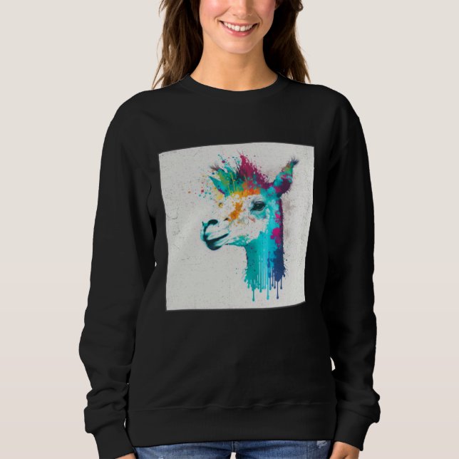 Sudadera Cute Llama Paint Splatter Colorful Women Kids (Anverso)