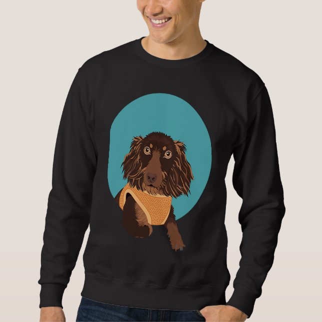 Sudadera Cute Long Haired Dachshund (Anverso)