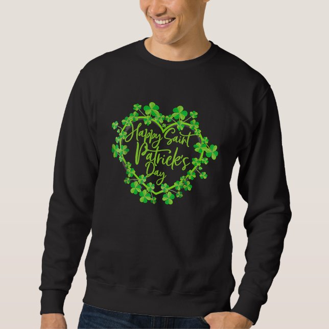 Sudadera Cute Lucky Heart Shamrock Happy St Patricks Day Fa (Anverso)