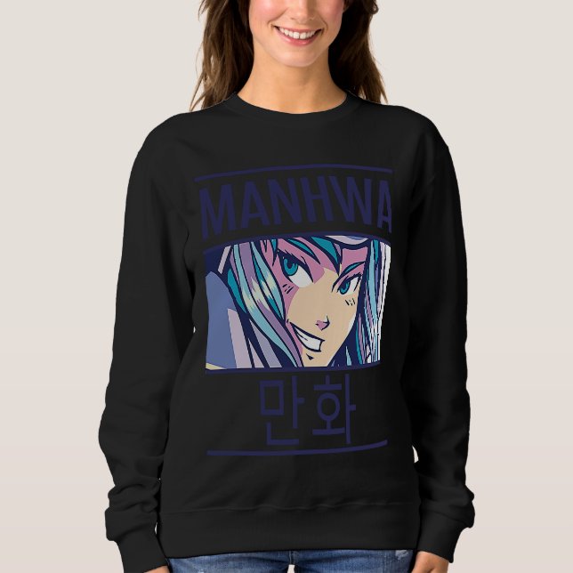Sudadera Cute Manhwa Girl with Manhwa in Hangul (Anverso)
