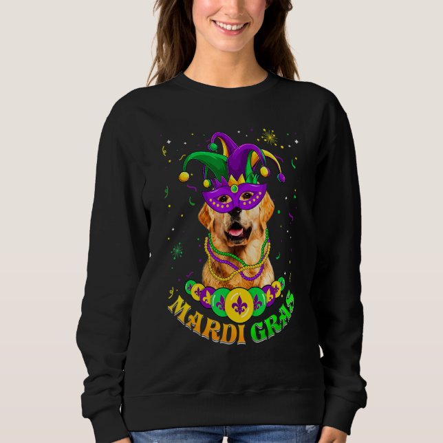Sudadera Cute Mardi Gras Golden Retriever Dog Dad Dog Mom M (Anverso)