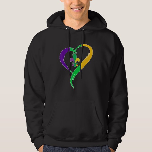 Sudadera Cute Mardi Gras Heart Funny Fleur De Lis Mardi Gra (Anverso)