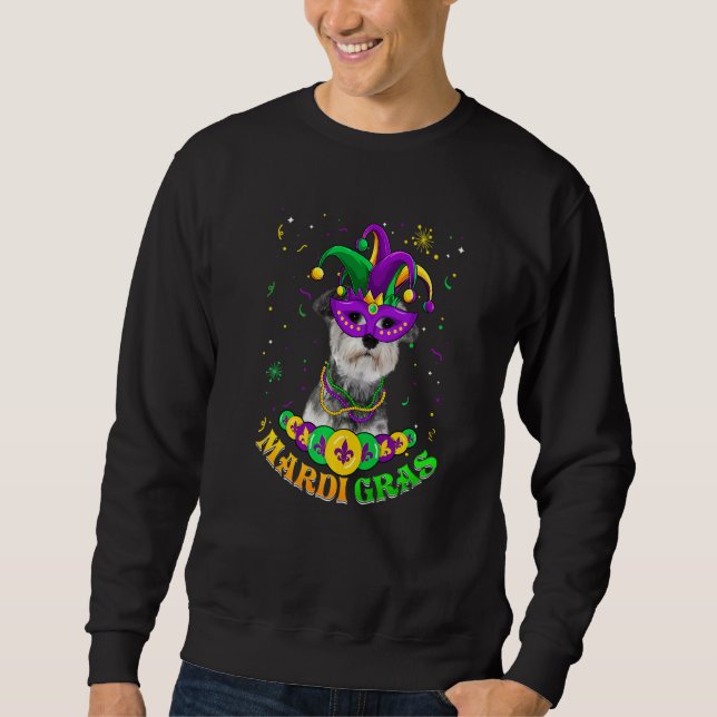 Sudadera Cute Mardi Gras Schnauzer Dog Dad Dog Mom Mask Bea (Anverso)