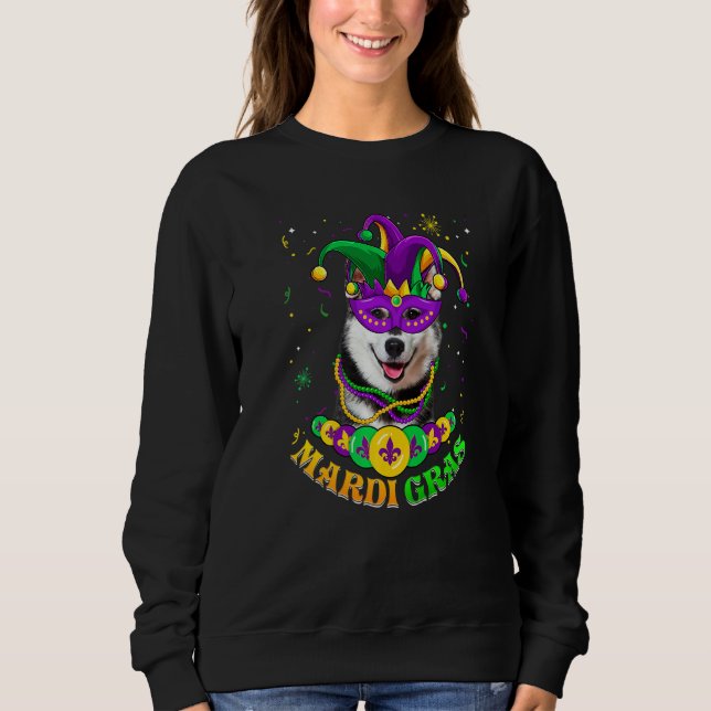 Sudadera Cute Mardi Gras Siberian Husky Dog Dad Dog Mom Mas (Anverso)