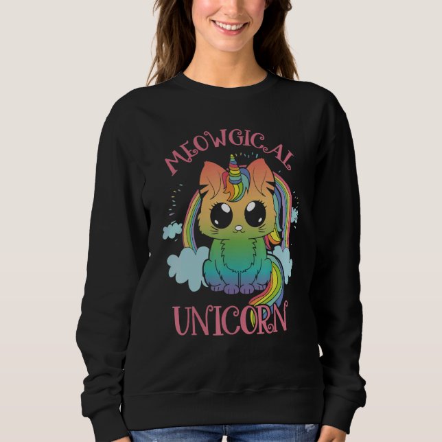 Sudadera Cute Meowgical Unicorn Cat Magic Colourful Rainbow (Anverso)