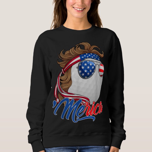 Sudadera Cute Merica Golf Ball Bandera USA Gafas de sol Fel (Anverso)
