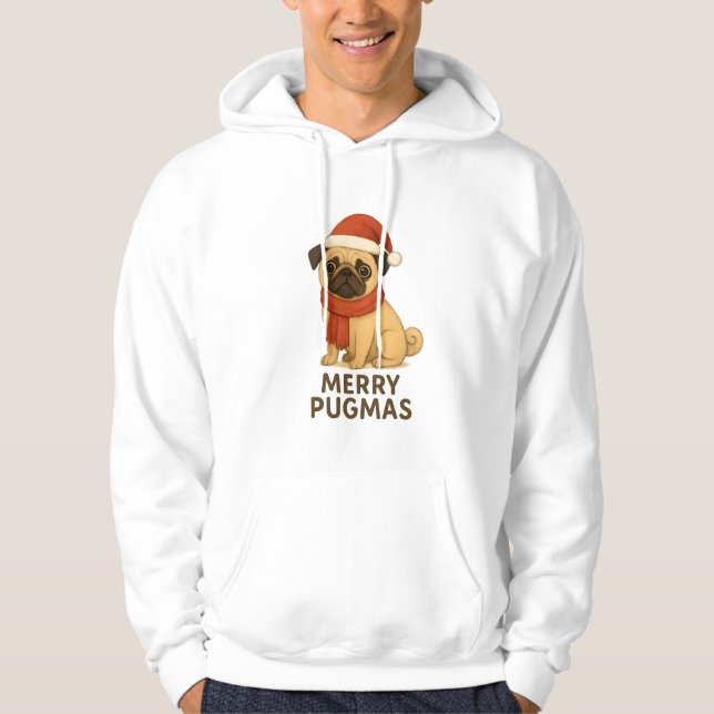 Sudadera Cute Merry Pugmas Festive Holiday Pug (Anverso)