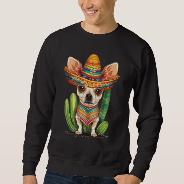 Sudadera Cute Mexican Chihuahua Hat Cinco De Mayo Cactus Do (Anverso)