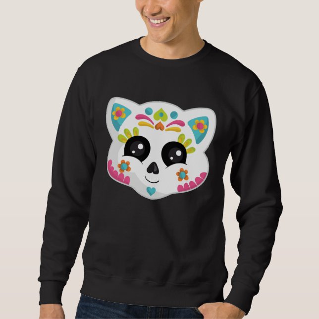 Sudadera Cute Mexican Halloween Cat  Sugar Skull Cat (Anverso)