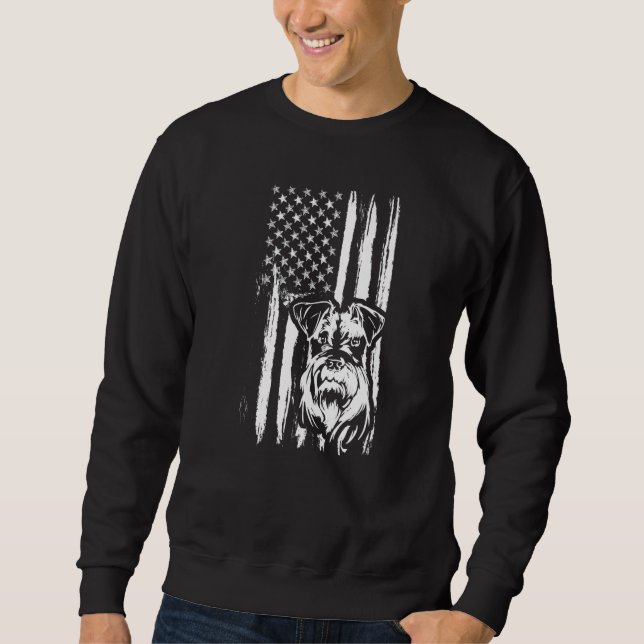 Sudadera Cute Miniature Schnauzer Dog American Flag USA Pup (Anverso)