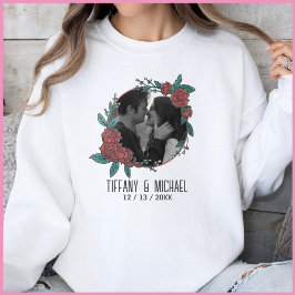 Sudadera Cute Modern 1 Photo Couples Names Date Married