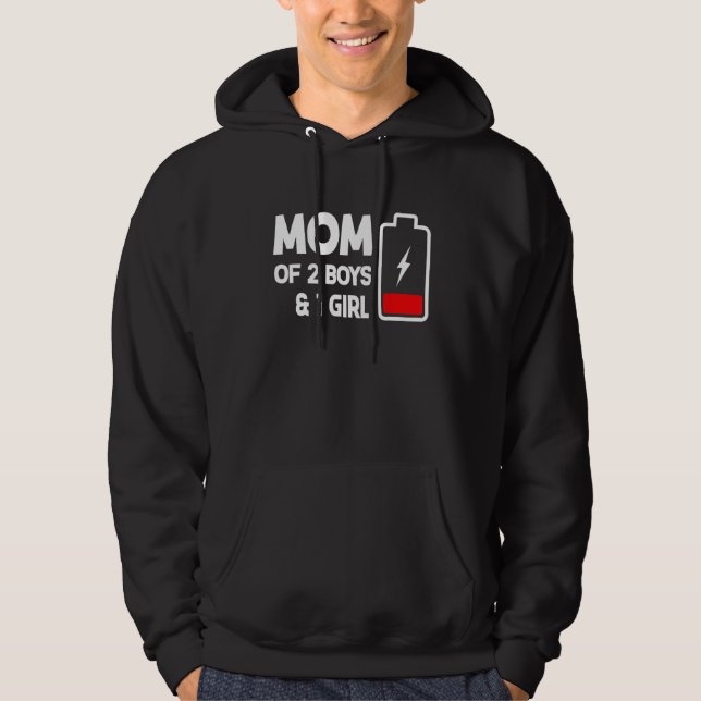 Sudadera Cute Mom Of 2 Boys & 1 Girls Low Battery Mama Moth (Anverso)