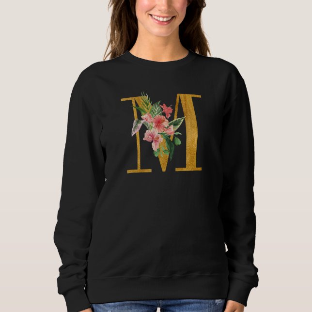 Sudadera Cute Monogram Initial Letters Coloured Flowers Cap (Anverso)