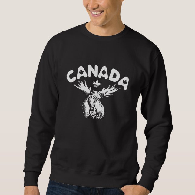 Sudadera Cute Moose and Maple Leaf Canadian Flag Happy Cana (Anverso)