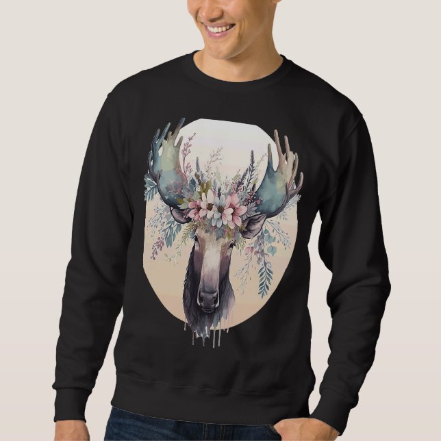 Sudadera Cute Moose Flower Crown Animal (Anverso)