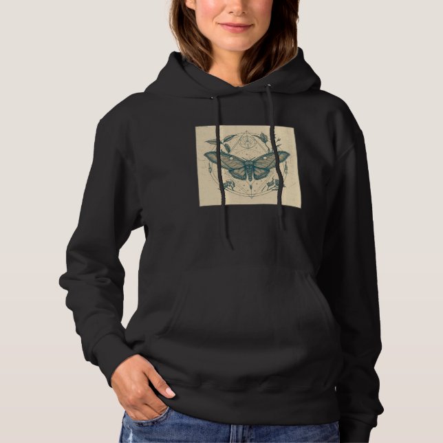 Sudadera Cute Moth Butterfly Moon Illustration Flowers Wome (Anverso)
