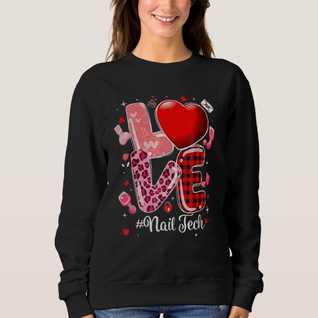 Sudadera Cute Nail Tech For Plaid One Loved Nail Technician (Anverso)