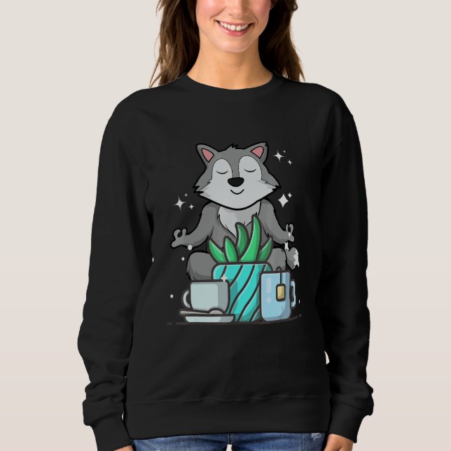 Sudadera Cute Namaste Wolf Do Yoga Gardening  Coffee (Anverso)