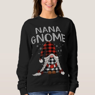 Sudadera Cute nana Gnomes chequear rojo Navidades de patrón