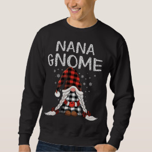 Sudadera Cute nana Gnomes chequear rojo Navidades de patrón
