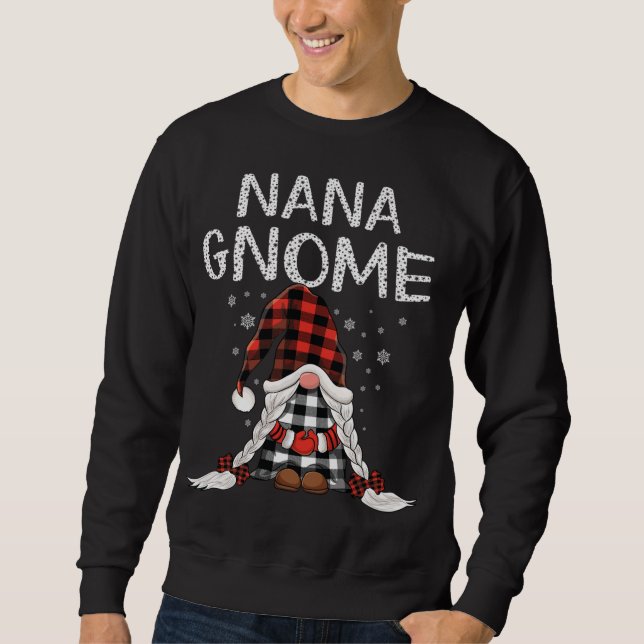 Sudadera Cute nana Gnomes chequear rojo Navidades de patrón (Anverso)