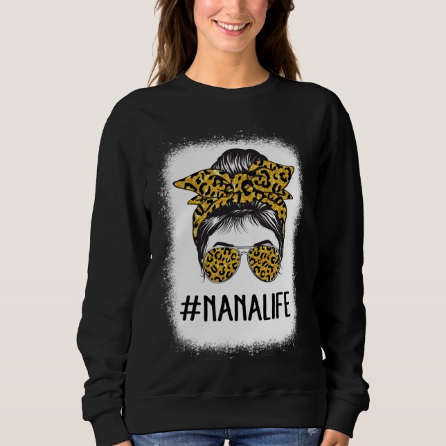 Sudadera Cute Nanalife Bleached  Grandma Life Leopard Messy (Anverso)