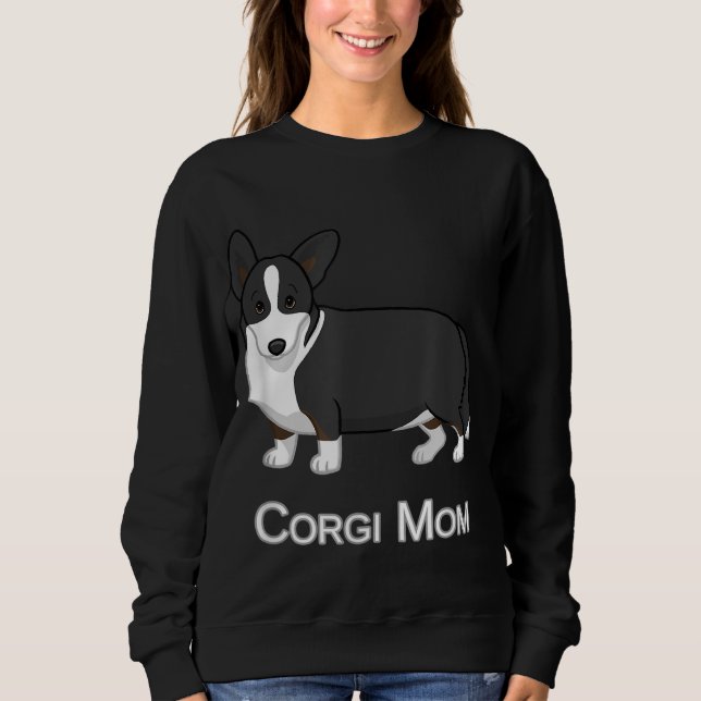 Sudadera Cute negro cardigan galés Corgi Mom Perg Lover (Anverso)