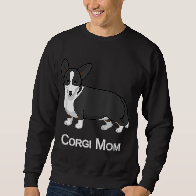 Sudadera Cute negro cardigan galés Corgi Mom Perg Lover (Anverso)