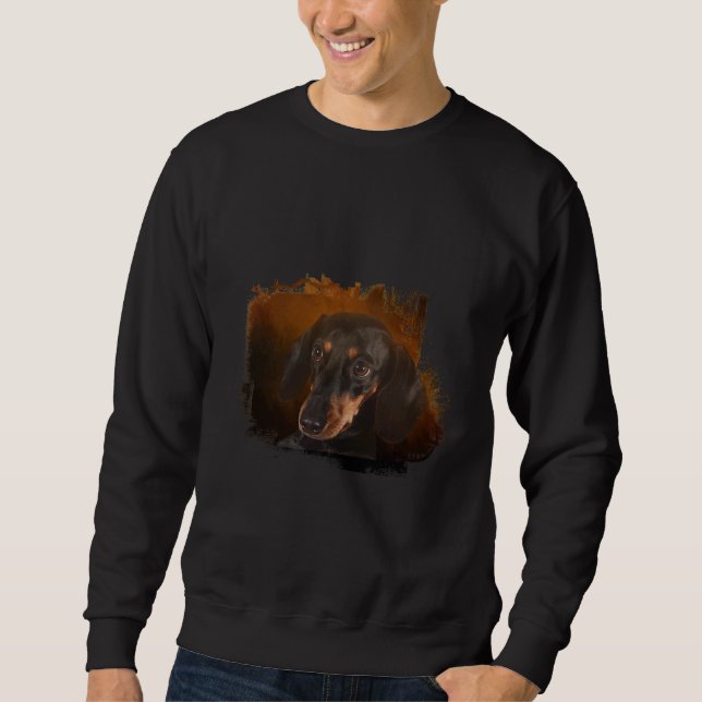 Sudadera Cute Negro Y Tan Dachshund (Anverso)