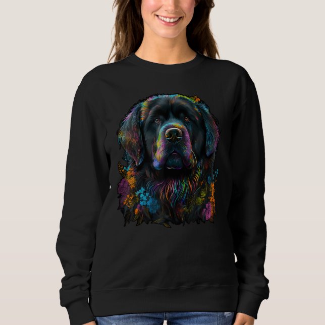 Sudadera Cute Newfie Flower summer Floral Newfoundland Dog (Anverso)