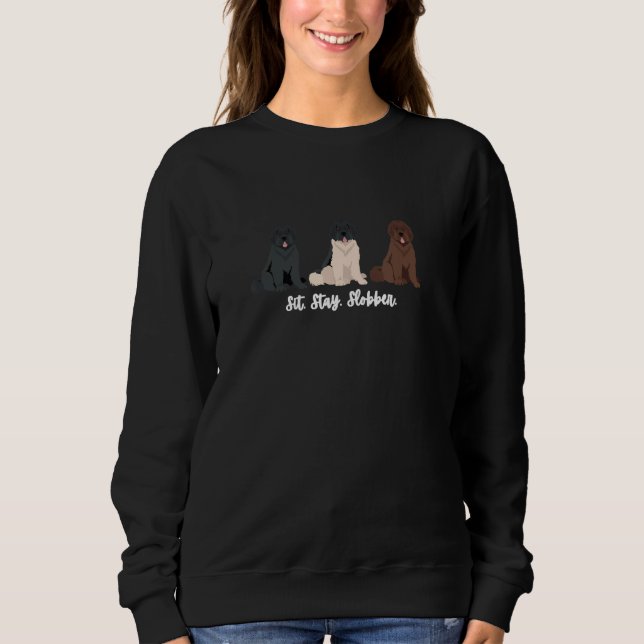 Sudadera Cute Newfoundland Dogs Sit Stay Slobber (Anverso)