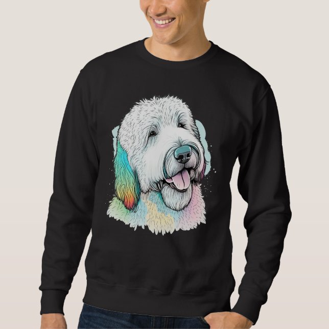 Sudadera Cute Old English Sheepdog Dog on Bobtail (Anverso)