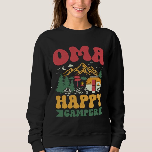 Sudadera Cute Oma Of The Happy Camper Groovy Camping Trip (Anverso)