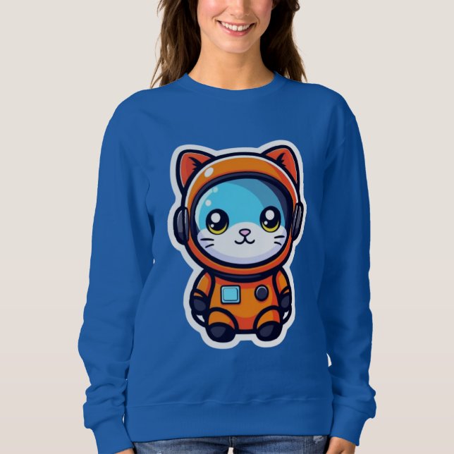 Sudadera Cute Orange Astronaut Cat Kawaii Space Kitty (Anverso)