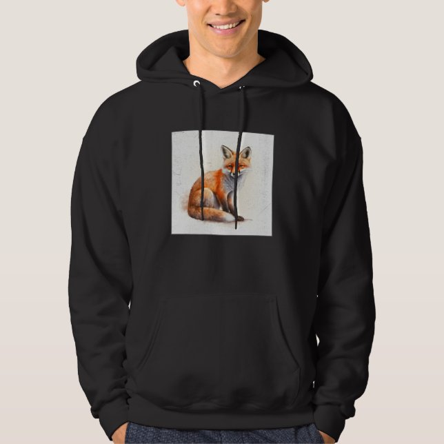 Sudadera Cute Orange Fox Illustration Watercolor Women Men  (Anverso)