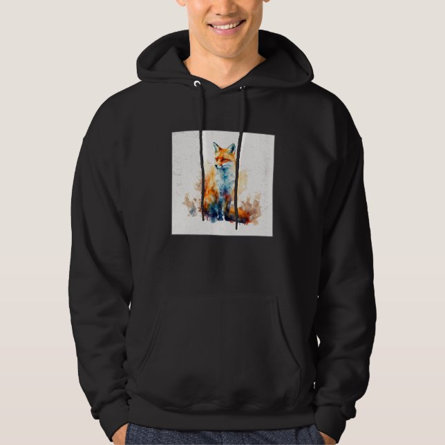 Sudadera Cute Orange Fox Illustration Watercolor Women Men  (Anverso)