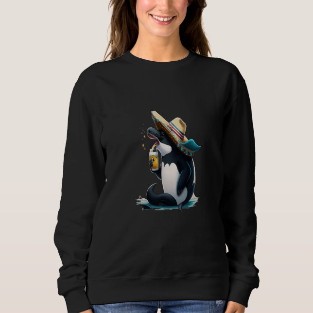 Sudadera Cute Orca Animal Orca Drinking Beer (Anverso)
