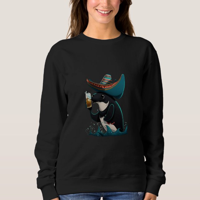 Sudadera Cute Orca Animal Orca Drinking Beer  1 (Anverso)
