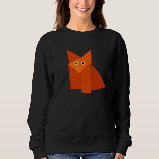 Sudadera Cute Origami Fox Geometric Kawaii (Anverso)